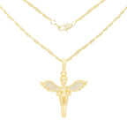 Cubic Zirconia Angel Pendant 14K Gold Filled Necklace Set