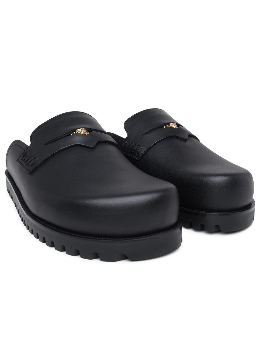 Versace Black Lear Slippers