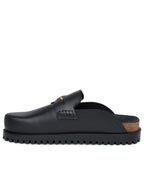 Versace Black Lear Slippers