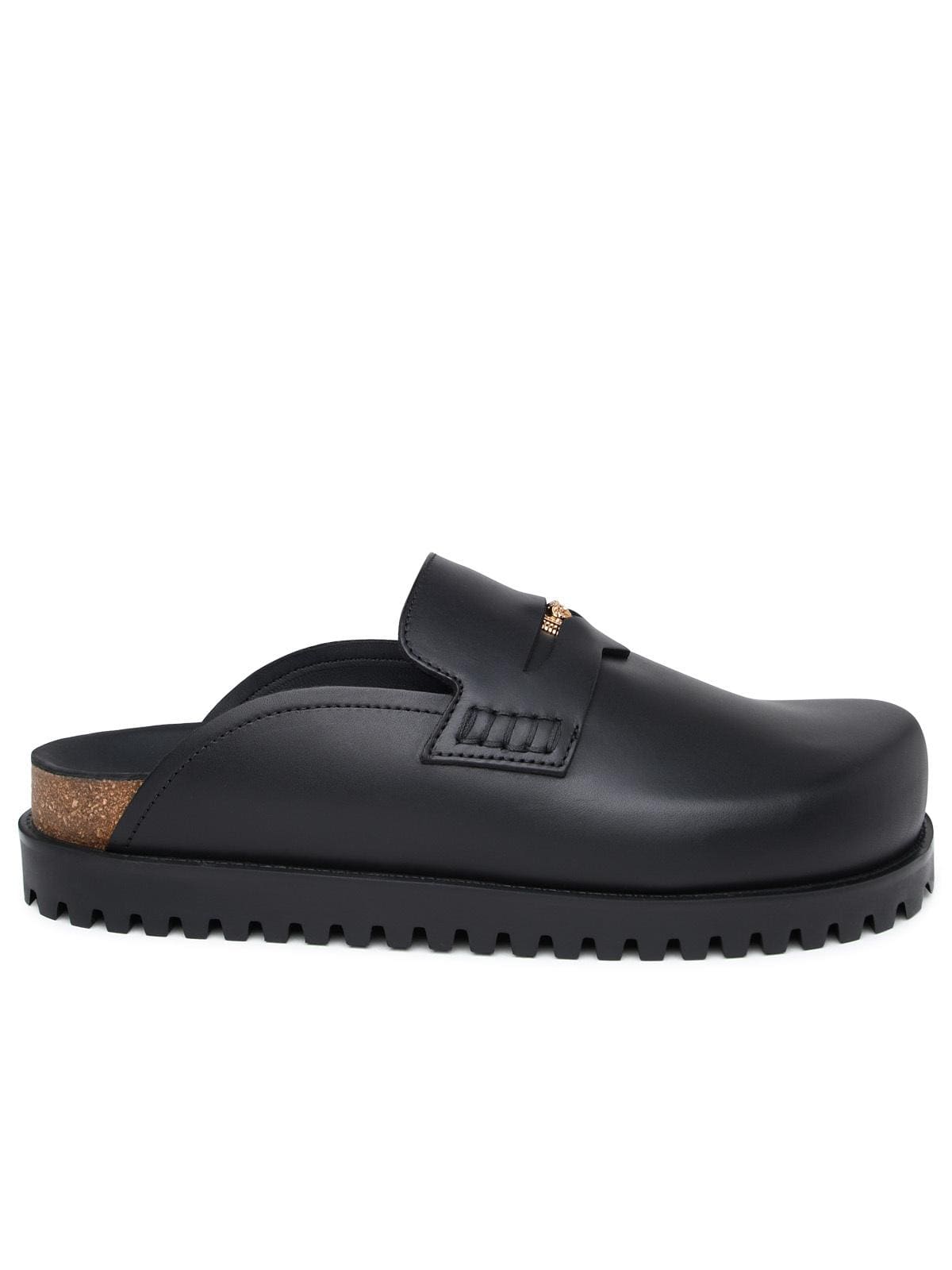Versace Black Lear Slippers