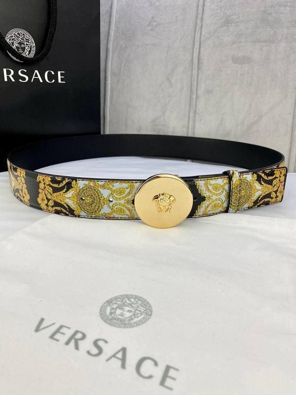 Versace MEDUSA BIGGIE ENAMEL LEATHER BELT