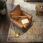 Verve Brassed Gold Floor Lamp with On/Off Switch Adjustable Led Round Base