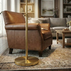 Verve Brassed Gold Floor Lamp with On/Off Switch Adjustable Led Round Base