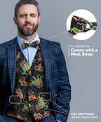 Vittorio Farina Men's Mardi Gras Satin Vest and Bow Tie Set