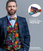 Vittorio Farina Men's Mardi Gras Satin Vest and Bow Tie Set