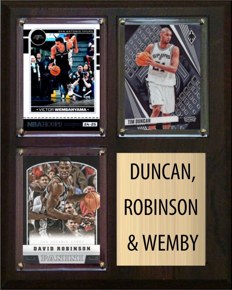 Victor Wembanyama David Robinson Tim Duncan 3 Card Plaque 8" x 10" San Antonio Spurs