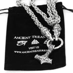 Vikings Bear Head Mjolnir Stainless Steel Necklace