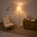 Viora Marble Base Floor Lamp - Dark Brown and White