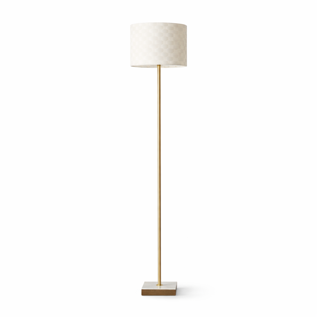 Viora Marble Base Floor Lamp - Dark Brown and White