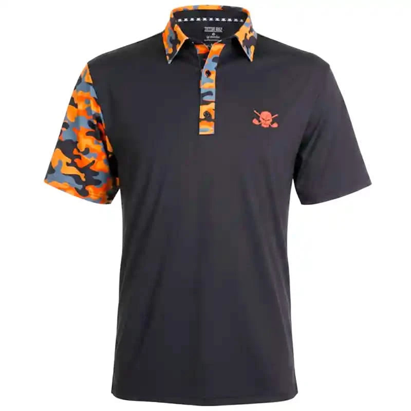 VIP Cool-Stretch Men's Golf Shirt (Black/Orange)