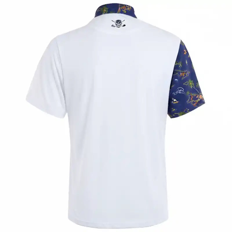 VIP Cool-Stretch Men's Golf Shirt - White/Ocean Blue