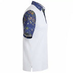 VIP Cool-Stretch Men's Golf Shirt - White/Ocean Blue