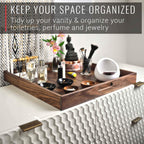 20 x 20 Inch Square Walnut Wood Serving and Coffee Table Tray with Handles