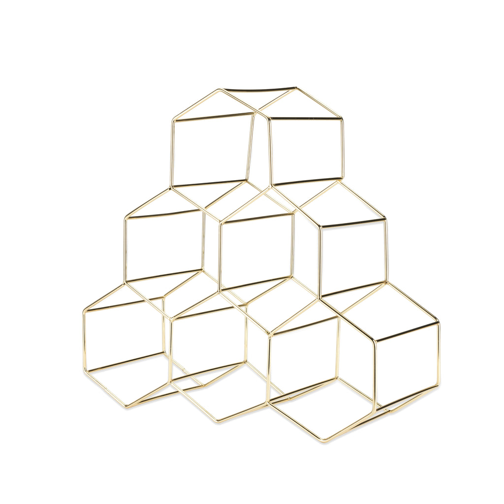 Geo Countertop Wine Rack in Gold