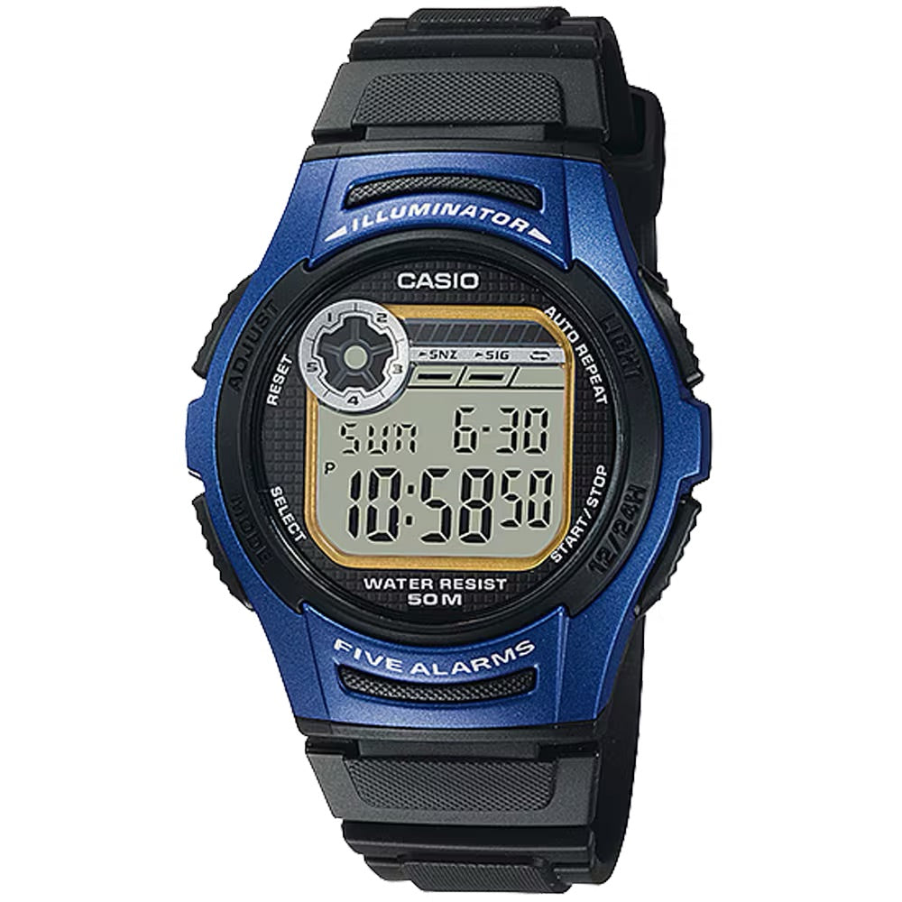 Casio Men's Illuminator Digital Watch with Blue Dial - W-213-2AV