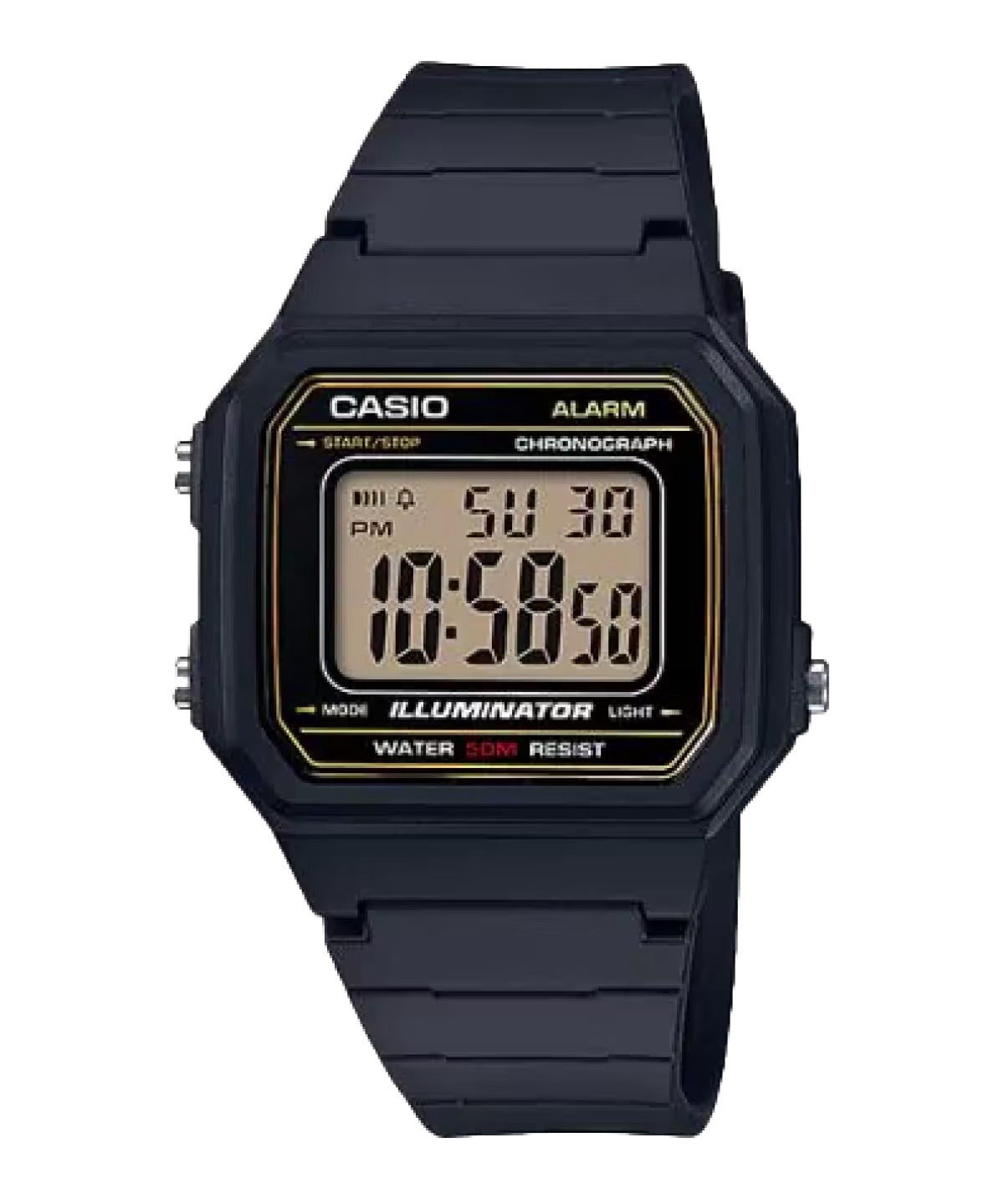 Casio Men's Classic Digital Watch with Gold Dial - W-217H-9AV