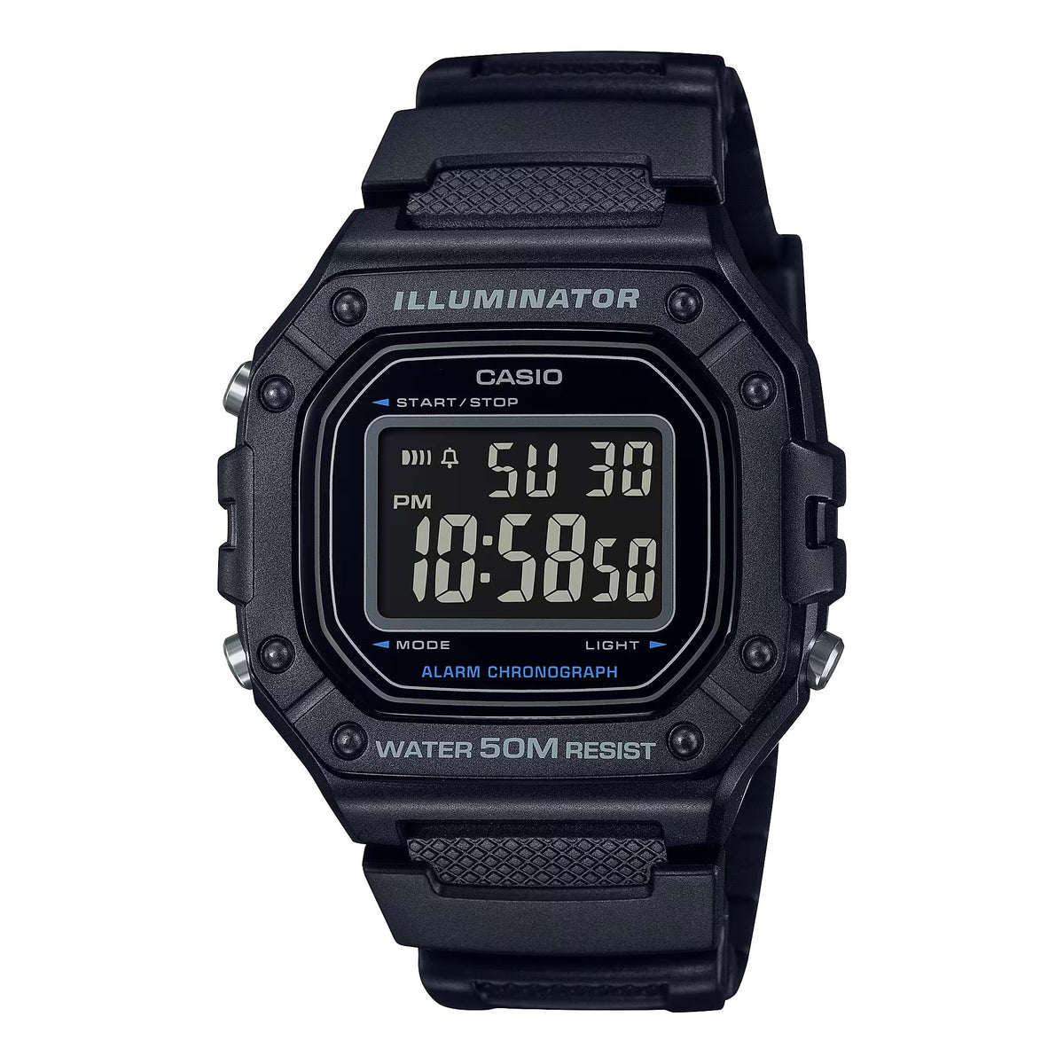 Casio Men's Water-Resistant Digital Watch with Black Dial - W-218H-1BVCF