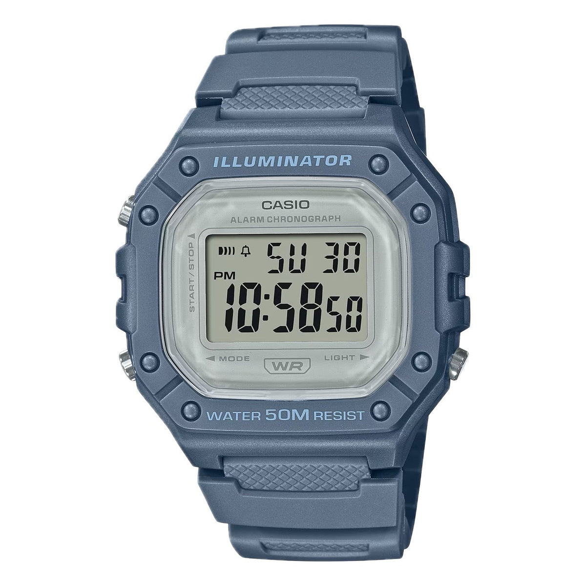 Casio Men's Water-Resistant Digital Watch with Blue Strap - W-218HC-2AVCF
