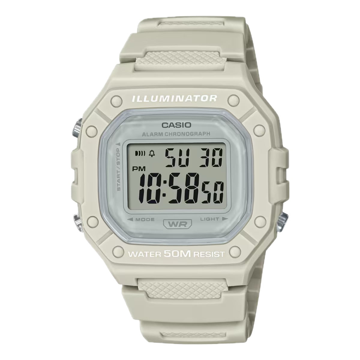 Casio Men's Water-Resistant Digital Watch with White Band - W-218HC-8AVCF