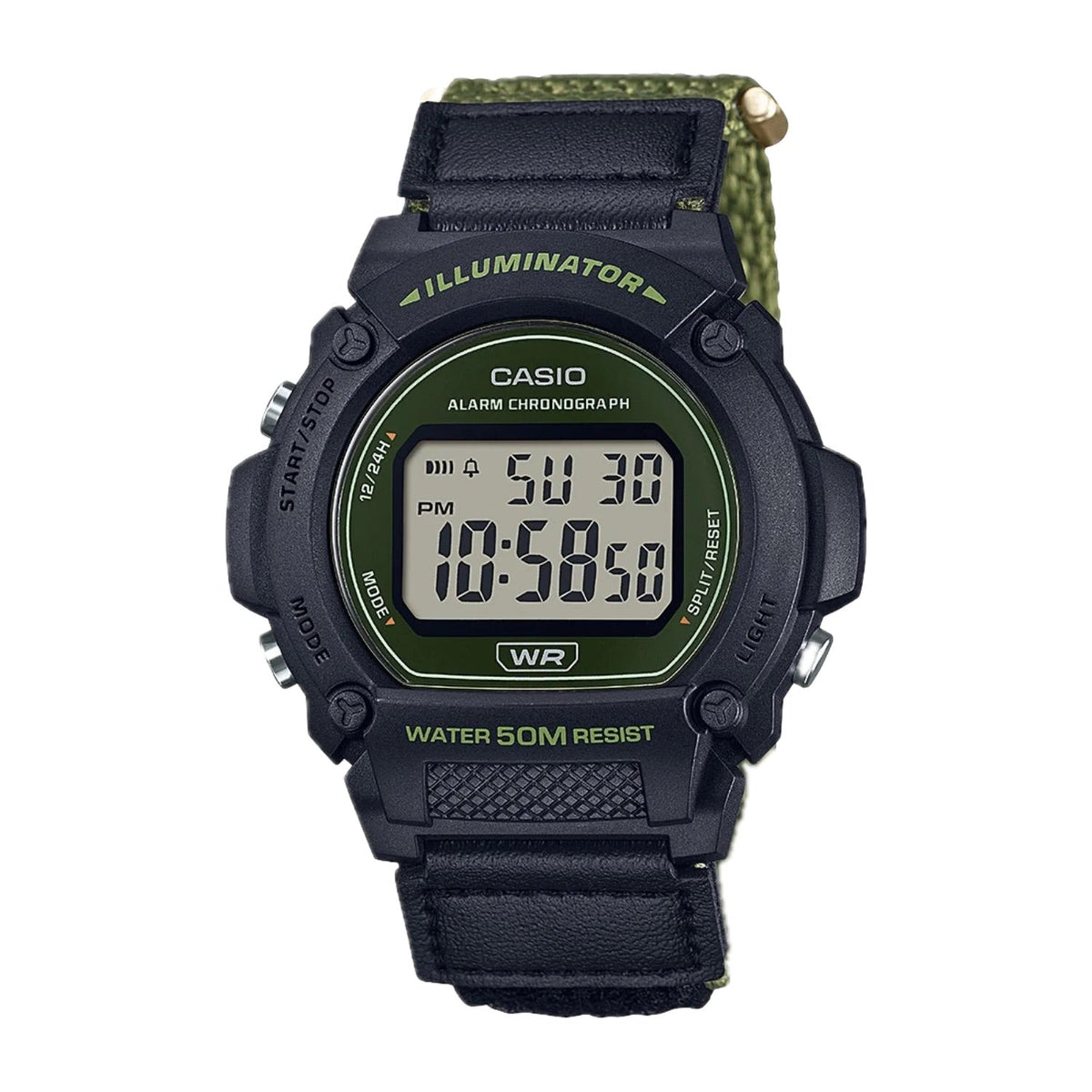Casio Men's Classic Digital Watch with Green Band- W-219HB-3AVCF