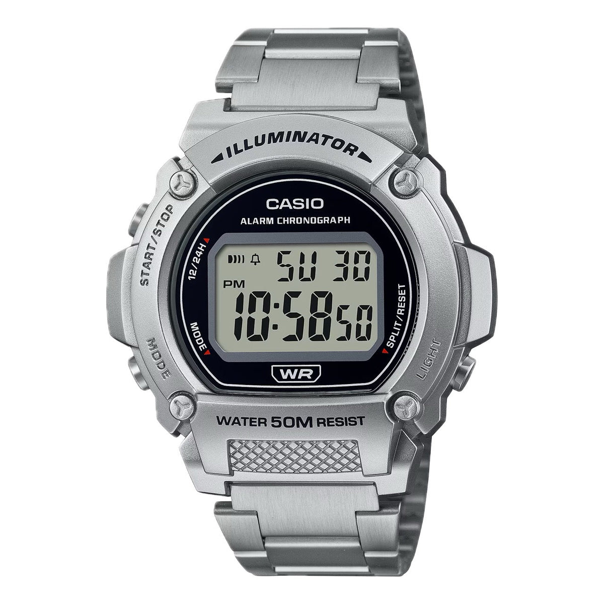 Casio Men's Classic Digital Watch with Stainless Steel Band - W-219HD-1AVCF