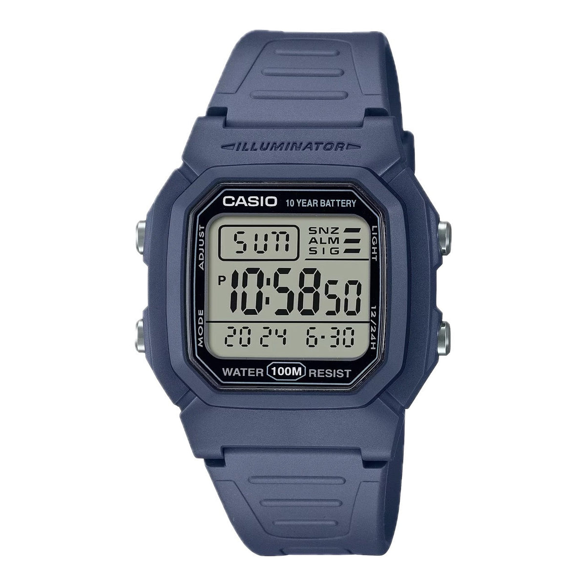Casio Men's Water-Resistant Digital Watch with Blue Strap - W-800H-2AVCF
