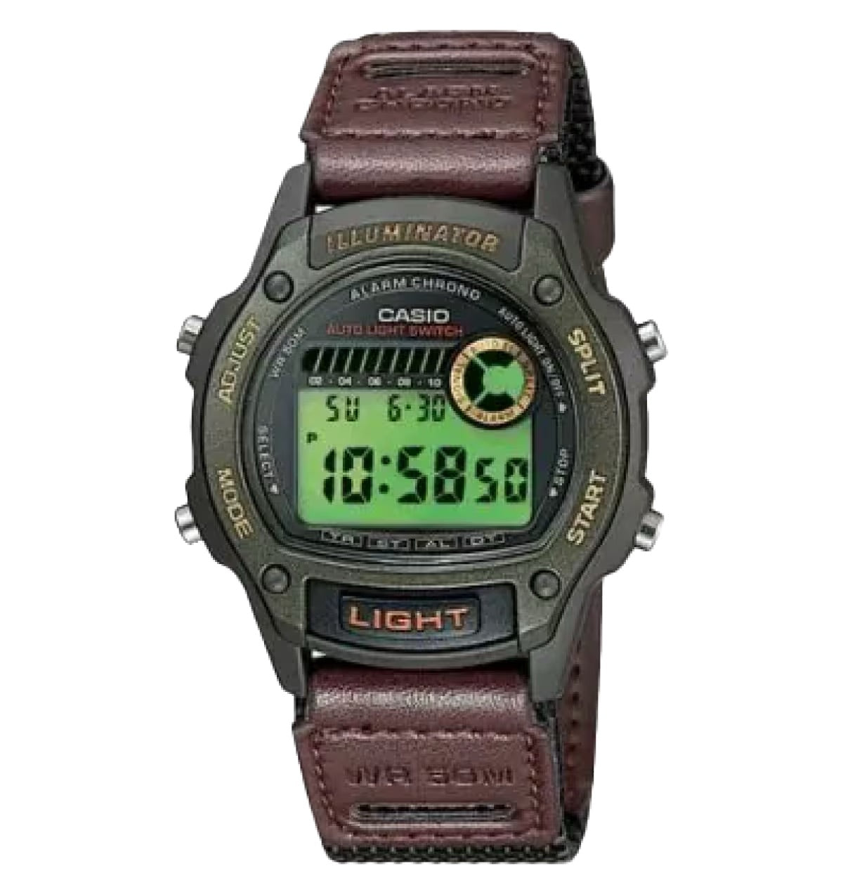 Casio Men's Classic Digital Watch with Brown Nylon Band- W-94HF-3AV