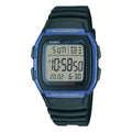 Casio Men's Black Digital Watch with Blue Accent - W-96H-2AV