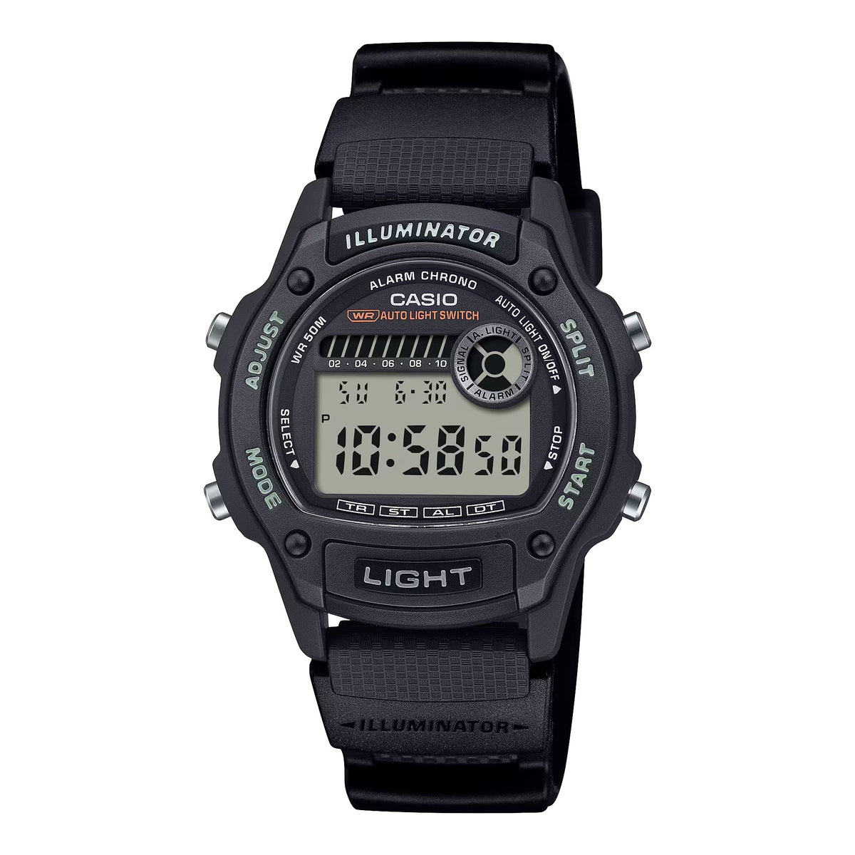 Casio Men’s Black Digital Watch with Gray Dial- W-220H-1AVCF