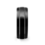 ECLIPSE Domed Black Tungsten Ring with Polished Offset Grooves - 6mm & 8mm