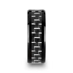 TITAN Black Beveled Ceramic Ring with Silver & Black Carbon Fiber Inlay - 8mm