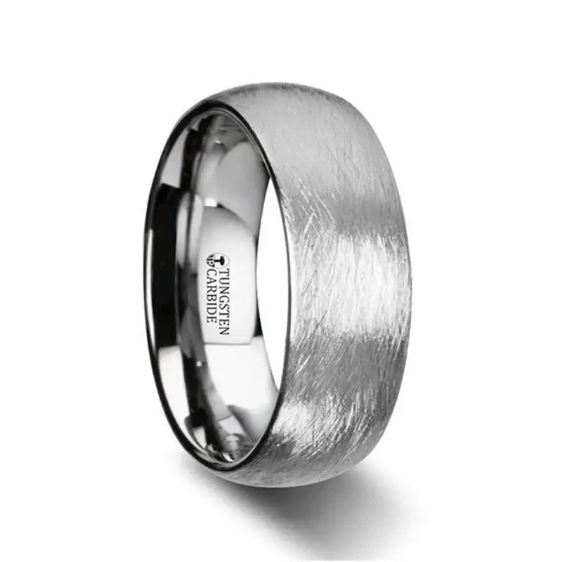 BLACKWALD Domed Tungsten Carbide Ring with Wire Brushed Finish – 6mm & 8mm