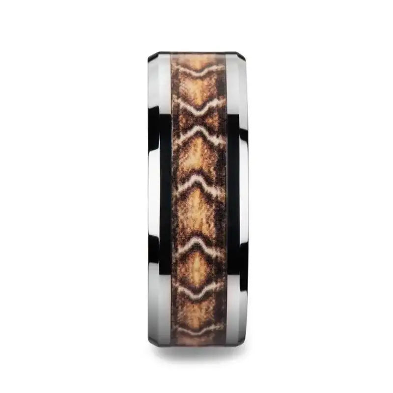 VIPER Tungsten Wedding Ring with Boa Snake Skin Design Inlay - 8mm