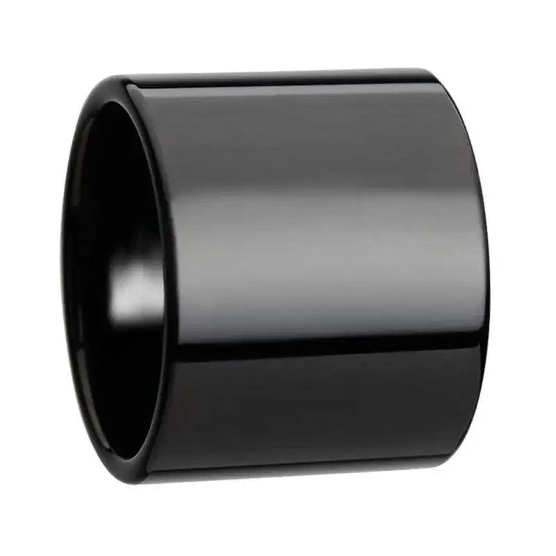 AXWELL Black Flat Pipe-Cut Tungsten Carbide Ring, Polished Finish — 20mm