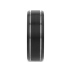 NOCTURNE Black Beveled Tungsten Carbide Band with Polished Grooves and Brushed Finish - 6mm or 8mm
