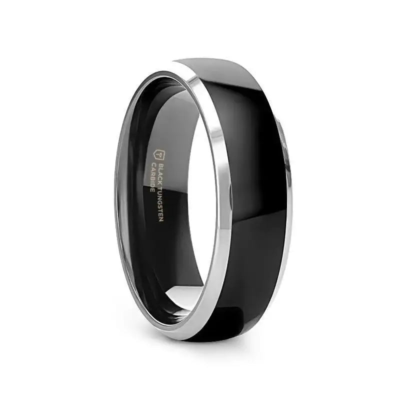 MASERATI Black Tungsten Ring with Polished Domed Beveled Edges (4mm–10mm)