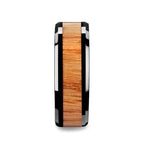 OBLIVION Red Oak Wood Inlaid Black Ceramic Ring with Bevels - 6mm - 10mm