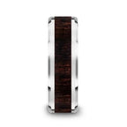 ARCANE Ebony Wood Inlaid Tungsten Carbide Ring with Bevels - 8mm