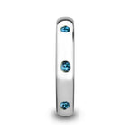 HALIA Polished and Domed Tungsten Carbide Wedding Ring with 3 Blue Sapphires Setting - 4mm