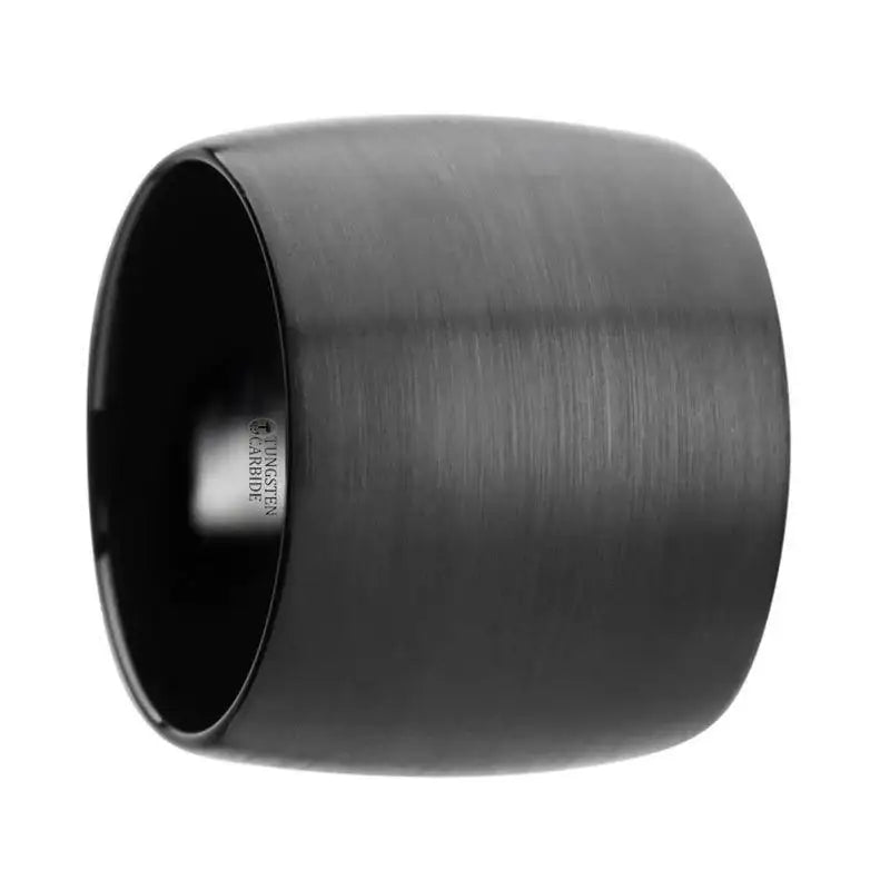 AETHER Domed Black Tungsten Carbide Ring with Brushed Finish — 20mm Extra-Wide