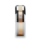 ENZO Rose Gold Inlaid Beveled Tungsten Ring with Diamond - 8mm
