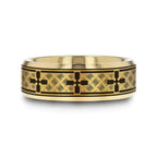 WOVEN CROSSES on Gold Plated Tungsten Carbide Ring with Beveled Edges