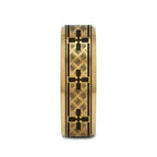 WOVEN CROSSES on Gold Plated Tungsten Carbide Ring with Beveled Edges