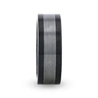 ENDAST Black Ceramic with Brushed Tungsten Inlay Wedding Band - 8mm