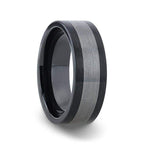 ENDAST Black Ceramic with Brushed Tungsten Inlay Wedding Band - 8mm