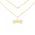 Cubic Zirconia Bow Tie Pendant 14K Gold Filled Necklace Set