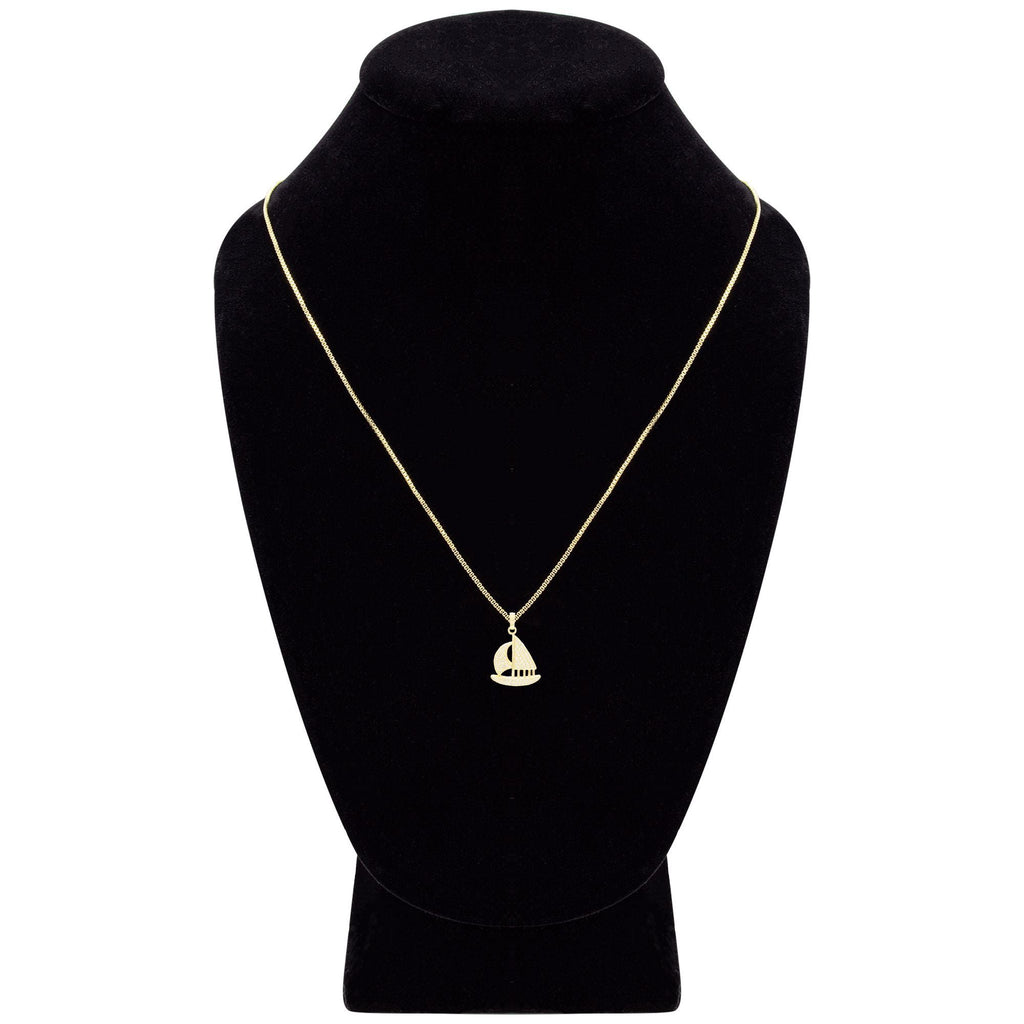 Cubic Zirconia Sail Boat Pendant 14K Gold Filled Necklace Set