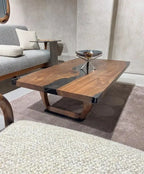 Resin Coffee Table With Walnut Legs