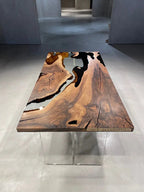 Resin Walnut River Dining Room Table | Voronoi Table