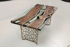 Resin Walnut River Dining Room Table | Voronoi Table